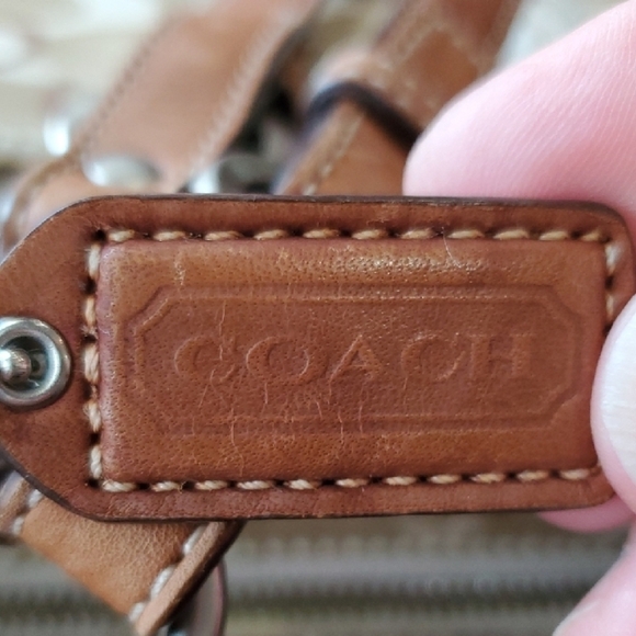 Coach Tan and Brown Diaper Bag 15 X 11.5  Signature Tote With Dust Bag - Picture 9 of 16